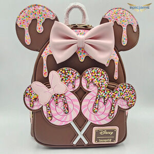 Loungefly Disney Minnie Mouse Chocolate Lollipop Ears Mini Backpack New